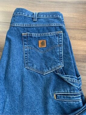 Carhartt Jeans Men's Dark Blue Carpenter Jeans with Utility Pockets size 40